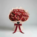 Mixed Red & Pink Spray Roses Bouquet - Logo Above Bow