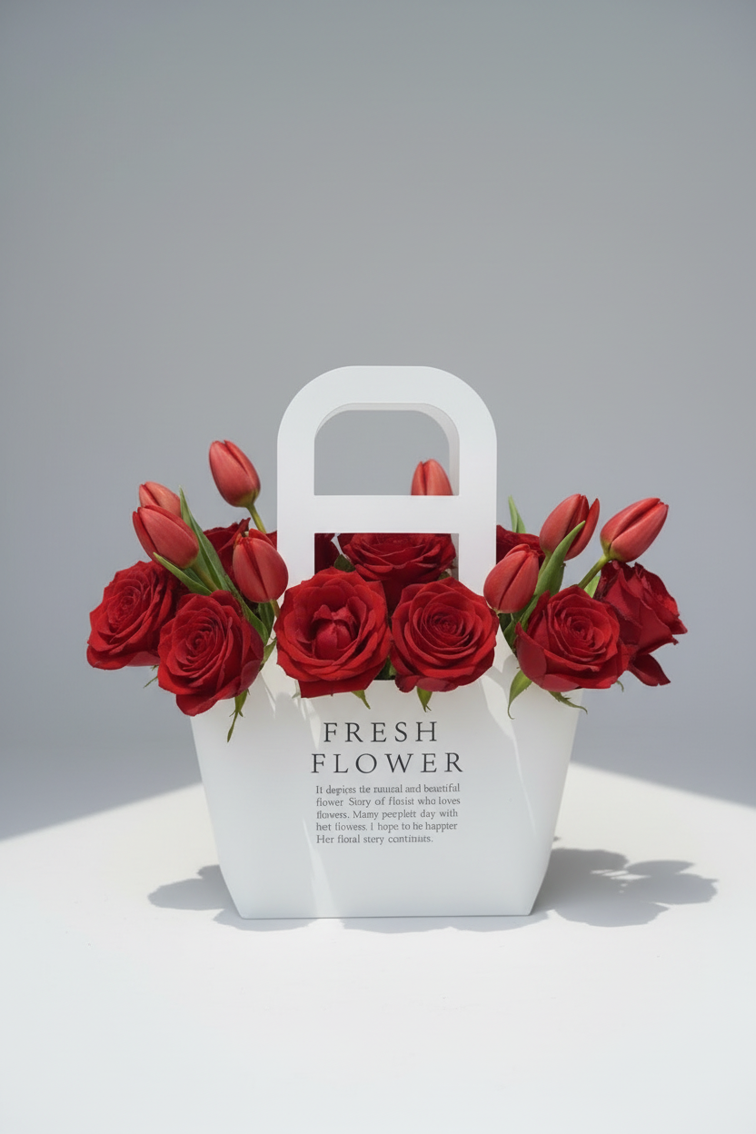 Professional Fresh Flower arrangement with roses and tulips