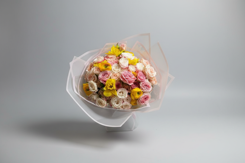 Professional mixed bouquet top view