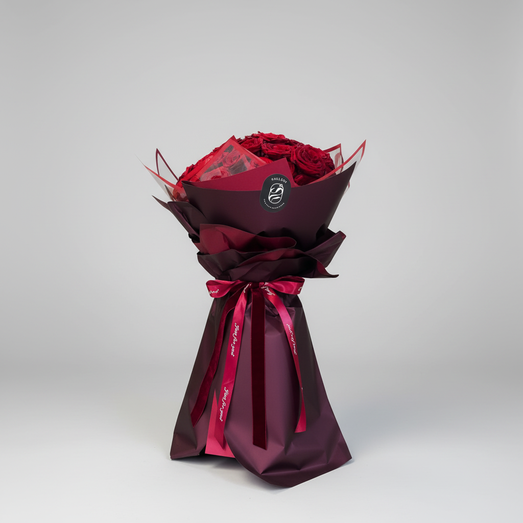 Professional Red Rose Bouquet - Studio Photography