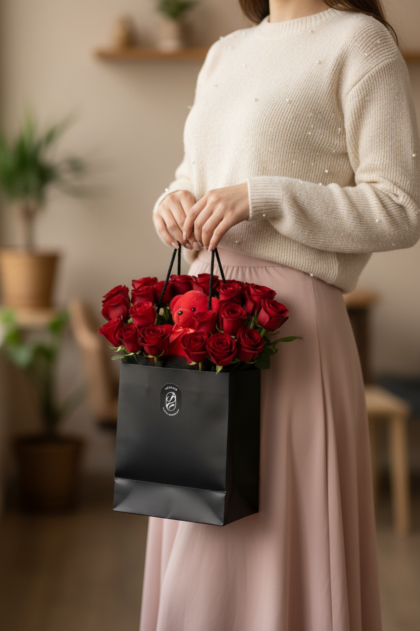 Teddy Bear & Roses Gift - Instagram Lifestyle