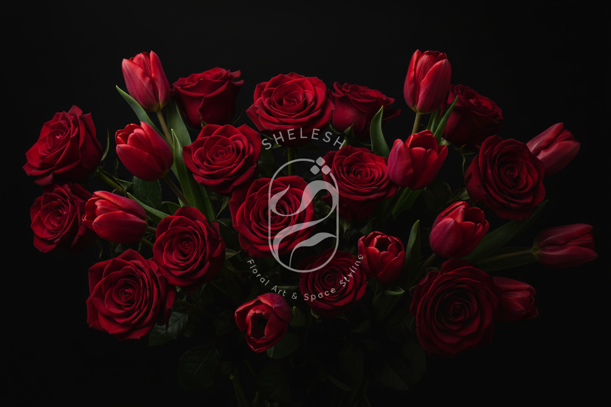 Valentine's Banner - Red Roses and Tulips